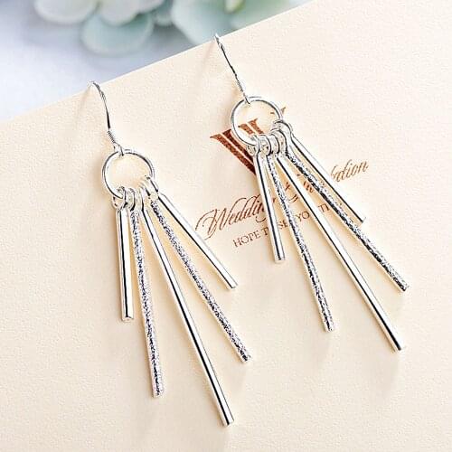 Classic 18K gold High Quality 925 Sterling Silver five column Earrings for women Fashion Jewelry charms weeding party Gifts