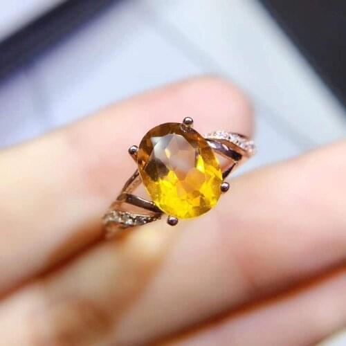 100% Natural And Real Citrine Stone Rings Solid 925 Silver Gemstone Ring For Wedding Party