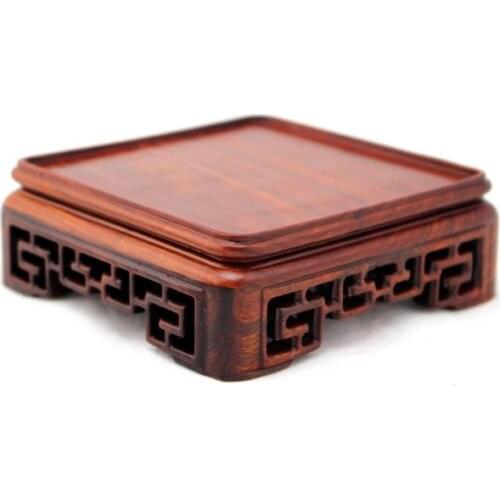 Red wood base tea base home decoration vase pot plant stand stone collection pedestal