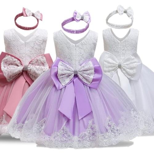 Girls Princess Birthday Party Lace dress Children Wedding Elegant Costume Kids Christening Gown Tutu Vestido For 1-5 Years Girls
