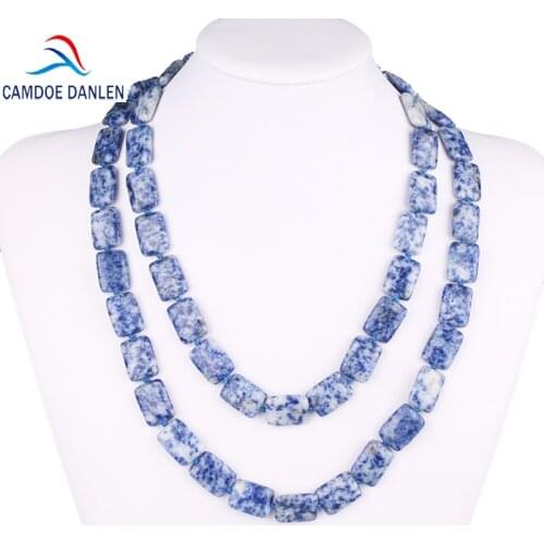 Eighteen stye Natural Stone Rectangle Bead 45CM 60CM Trendy Charm Necklace Long Rope Chain Fashion Women Jewelry Accessories