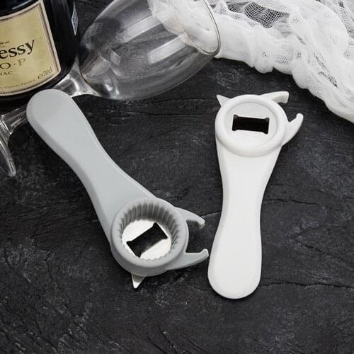 Multifunctional four-in-one bottle opener creative stainless steel plastic beer can opener lid opener Random Color