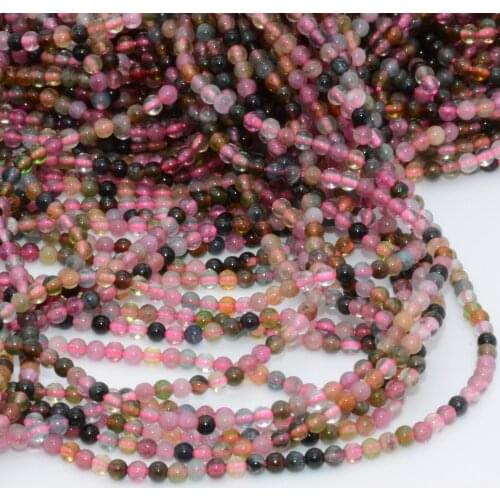 Natural Multiple Tourmaline Small Round Beads 2mm-2.2mm