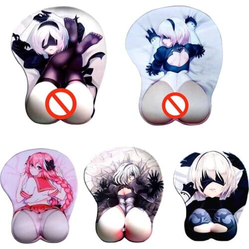 Non-slip Anime Sexy Girl 3D Hip Soft Mouse Pads with Wrist Rest Gaming Mousepad