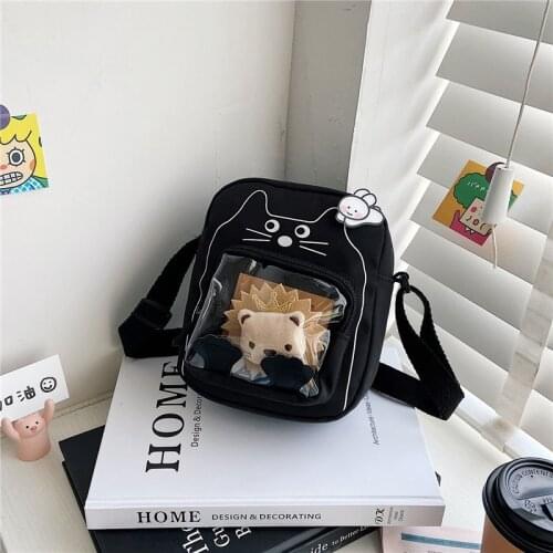 New fund trend canvas bag female lovely single shoulder bag is small and pure and fresh and transparent cross-slung small bag