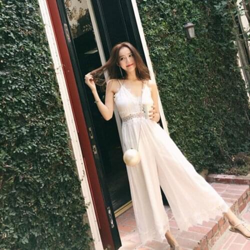 2019 Summer New Womens Fashion Slim Beach Resort Beach Sling Wide Leg Dress