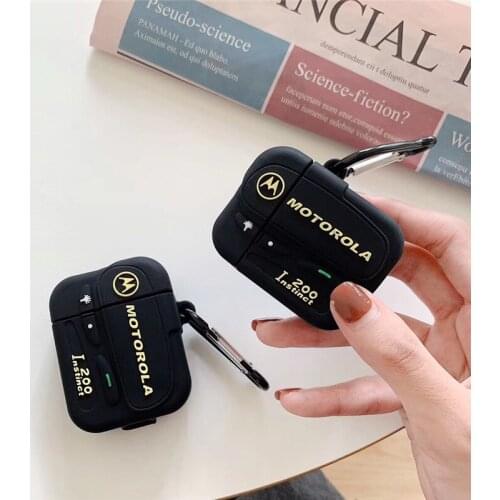 NEW 3D Cartoon Retro Beeper Earphone Case with Clip for Airpods Pro Cute Call Machine Style Soft Cover for Airpods 1/2 Shells