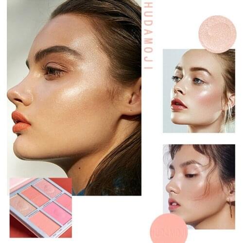 6 Color Peach Blush Palette Highlight Blusher Face Nose Shadow Silhouette Brighten Eye Shadow All-in-one Repair Makeup Palette 2