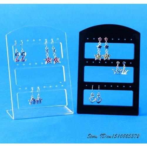 Acrylic 24 Holes 12 Pairs Earring Display Case Hollow Earring Holder Organizer Earring Stand L Jewelry Display Jewellery Stands