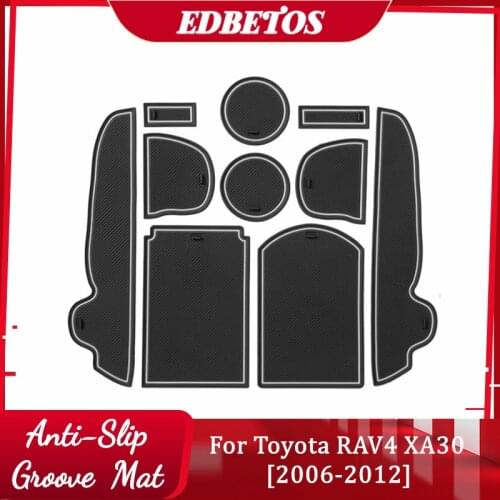 Anti-Slip Rubber Mats Gate Slot Cup Mat For Toyota RAV4 XA30 RAV 4 2006 2007 2008 2009 2010 2011 2012 30 Accessories