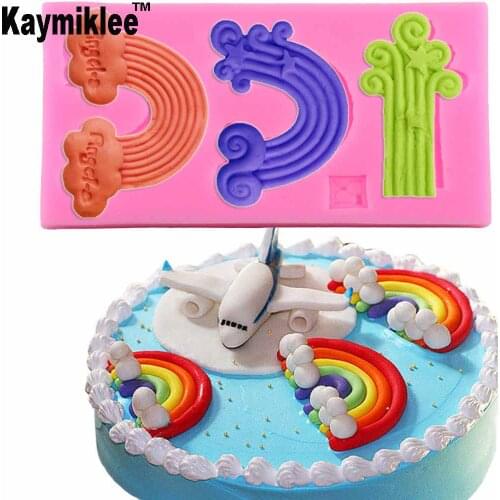 Kaymiklee M794 Rainbow Silicone Mold - for Cake,Jewelry, Fondant, Cupcake Topper, Cookie Biscuit, Gum Paste, Resin Clay, Candy