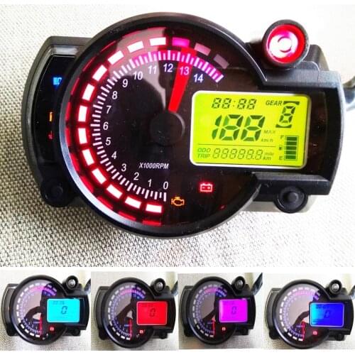 SAMDO Universal 299 Kmh Mph 7 Color Digital 14000RPM Speedometer Tachometer Odometer ForMotorcycle