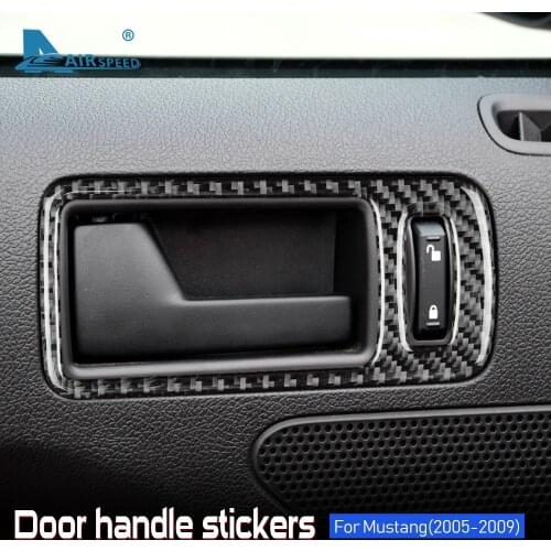 AIRSPEED Carbon Fiber for Ford Mustang GT 2005 2006 2007 2008 2009 Accessories Interior Trim Car Door Handle Frame Cover Sticker