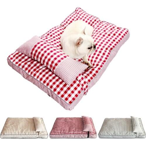 Dog Bed Warm Dog House Breathable Plaid Dog Beds for Large Dogs Cat Sleeping Bed Mat Camas Para Perro Pet Dog Accessories