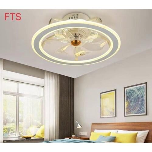 Modern minimalist LED bedroom living room dining room study ultra-thin ceiling fan light dimming ceiling fan light