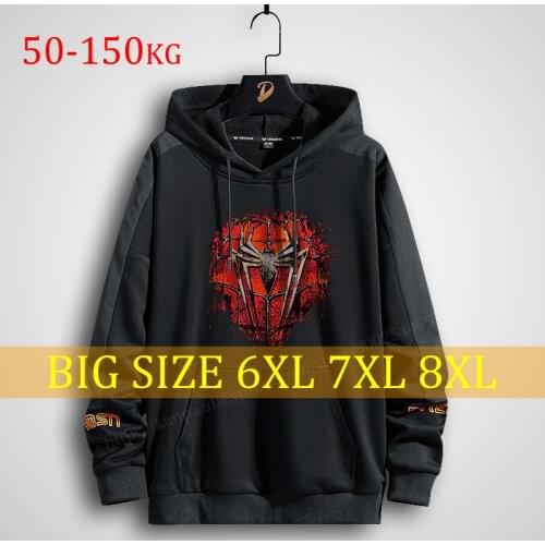 Plus Size Mens Hoodies Printing Anime Hero streetwear oversized sweatshirt clothing 150kg big men style long Hooded 6xl 7xl 8xl