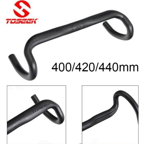 TOSEEK Carbon Fiber bend Handlebar 31.8mm Road Bike Extender Handle bar Racing bicycle Bar 400/420/440mm SuperLight Cycling Part