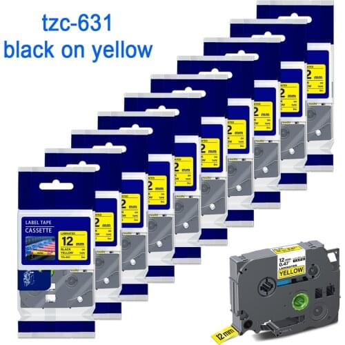 UniPlus 12mm Yellow Label Tape Compatible Brother tze 631 tze-631 tz631 for Brother P Touch Label Maker PT-D600 H110 D210 Print