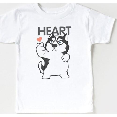 HEART Letter Print versatile Casual Baby Boys Clothes T Shirt Black Dog Graphic T-shirt Round Neck Harajuku T Shirt camiseta