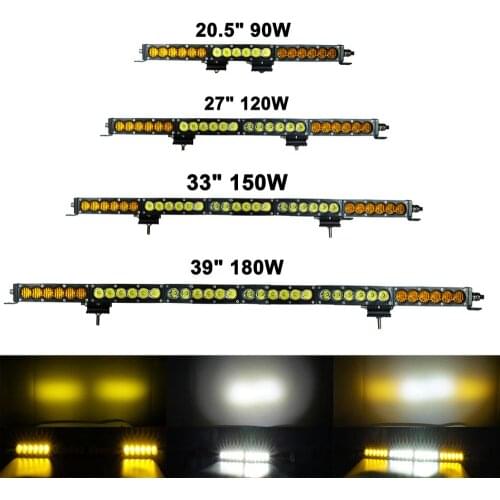 Amber White Led Light Bar Spot Flood Combo Barra Led 90W 120W 150W 180W 210W 21" 27" 33" 39" 45" Led Work Driving Light Bar 12V