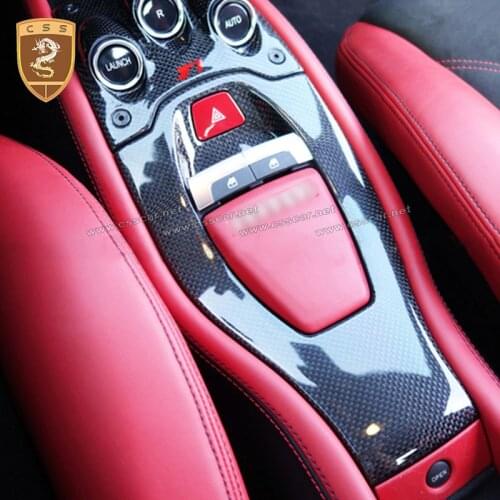 HOT SALE Dry Carbon Fiber Car Armrest Storage Central Control Panel Console Cover Gear Panel For Ferrari-458 ITALIA 2011-2014
