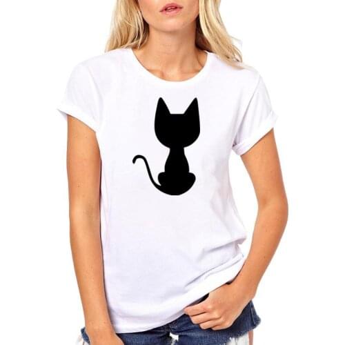 Back View Cat Printed Womens Summer T-Shirt Harajuku Casual Sport Comfortable Soft Fashion Unisex Couple Tee
