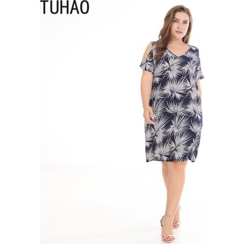 TUHAO Mother Mom Plus Size Beach Dress 10XL 8XL 6XL Bohe Style Female Large Size Dresses Casual Print Woman Casual Dress