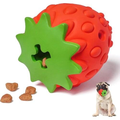 Pet Dog Chew Toys Rubber Strawberry Shaped Food Leaking Toy Durable Eco-friendly Food Dispenser Dogs Playing Toy Pet Supplies