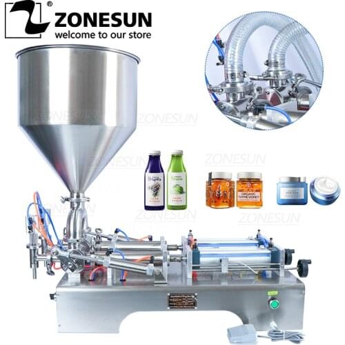 ZONESUN Dual Use Semi-Automatic Paste Liquid Salad Dressing Palm Oil Milk Bottle Piston Filling Machine