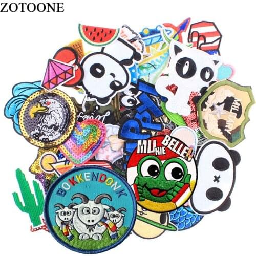 ZOTOONE Random 30 Pcs Iron On Patches For Clothes Backpack DIY Embroidery Animal Heart Fruit Military Patch Stickers Applique E