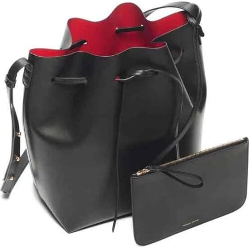 2Pcs Luxury Women Large Capacity Tote Bag With Purses Genuine Leather Bucket Bag High Quality Simple Designer Shoulder Handbag