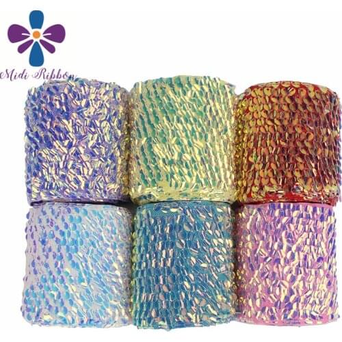 3"75mm Shiny Glitter Golden Tile Ribbon Purple Red DIY Hair Band Making White DIY Wedding Party Decor 25yards/roll