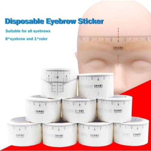 50pcs Permanent Makeup Eyebrow Disposable Accurate Ruler Microblading Shaping Tool Tattoo Measure Stickers Trend Eyebrow Makeup