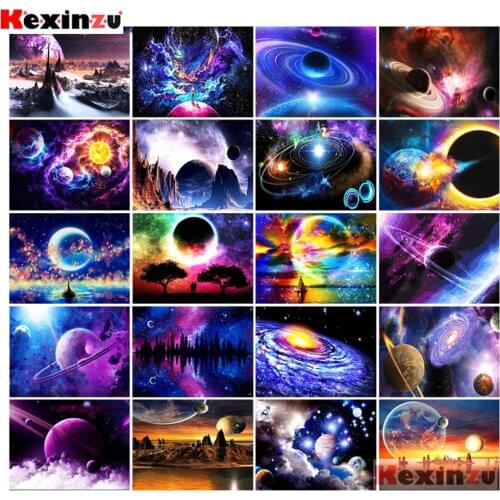 KEXINZU Full Drill Diamond Painting"Planet spaceship landscape"DIY Picture Of Rhinestone 5D Diamond Embroidery Cross Stitch Deco