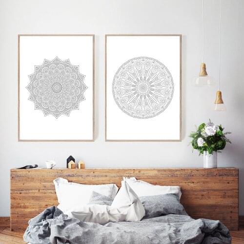 Bohemia Mandala Floral Beige Wall Art Print Poster Picture Canvas Painting Living Room Home Interior Yoga Room Decor No Frame