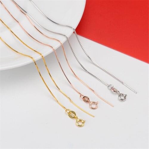 Genuine Real Pure Solid 925 Sterling Silver Chain Necklace with Needle for DIY Beads Jewelry Women Box Chains