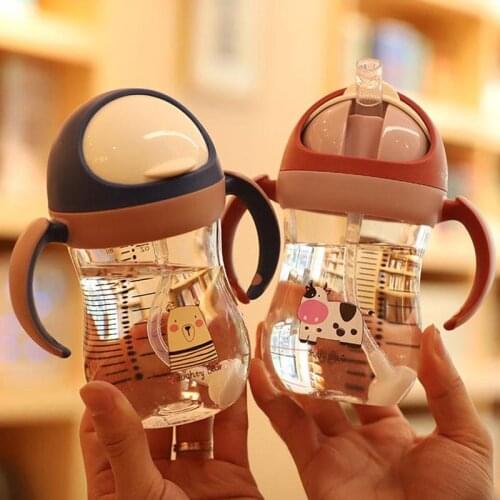 320ml Baby Drinkware Little Animal Infant Learn to Drink Cup Children Bottle Straw Cups Anti-Choke Kettle for Newborns