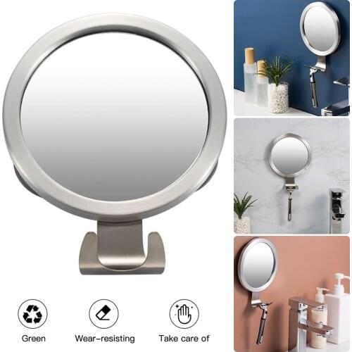 Bathroom Suction Cup Anti-fog Mirror Aluminum Alloy Round Mirror with Hook Up Wall Glass Adsorption Type Portable Decor Mirror