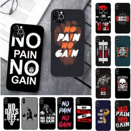 Yinuoda No Pain No Gain Gym Fitness Phone Case for iPhone 11 12 pro XS MAX 8 7 6 6S Plus X 5 5S SE 2020 XR case