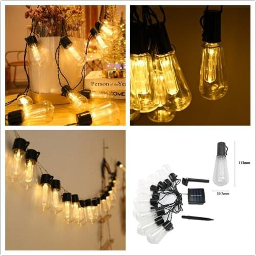 Light Bulb Garland Solar String Lights Outdoor Decoration Light Bulb Waterproof Patio Lamp Holiday Garland for Led Light Bulbs