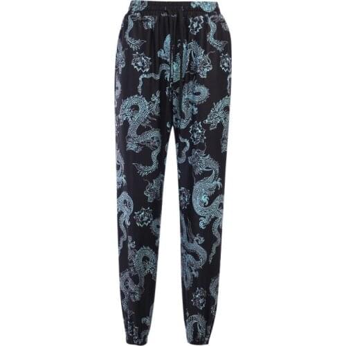 Gothic Women Trousers Summer Hip Hop Dragon Print Streetwear Female Sweatpant Loose Harajuku Fashion Bandage Pants
