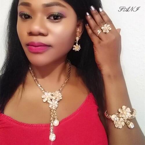Fani Exquisite statement Bridal Jewelry Set Dubai gold Jewelry Set Wholesale Nigerian Wedding woman accessories jewelry set