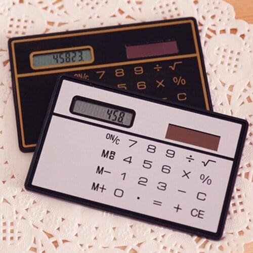 8 Digit Ultra Thin Solar Power Calculator with Touch Screen Credit Card Design Portable Mini Calculator for Business School