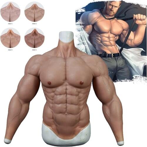 KnowU Silicone Cosplay Muscle Male Suit Fake Belly Muscle Mens Chest Crossdresser Realistic Muscle Artificial Simulation