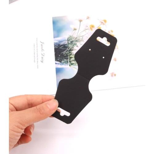 Fashion 4.5*12cm 100PCS/lot Plain Black Paper Fold Card Necklace Stud Earrings Display Package Cards Hanger Tags Wholesale