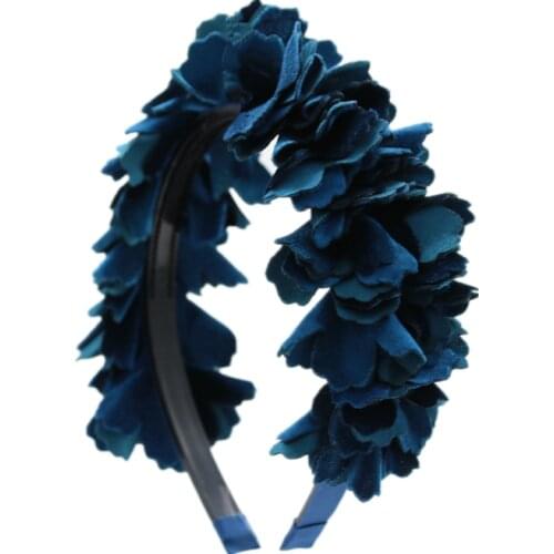 2021 new fashion velvet flower shag OEM hairband children fashion full head hair accessories with plastic band with gripes teeth