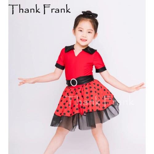 New Girls Red Ballet Dress Kids Adult Black Dots Ballerina Tutu Dresses Women Short Sleeve Rave Contemporary Dance Costumes C724