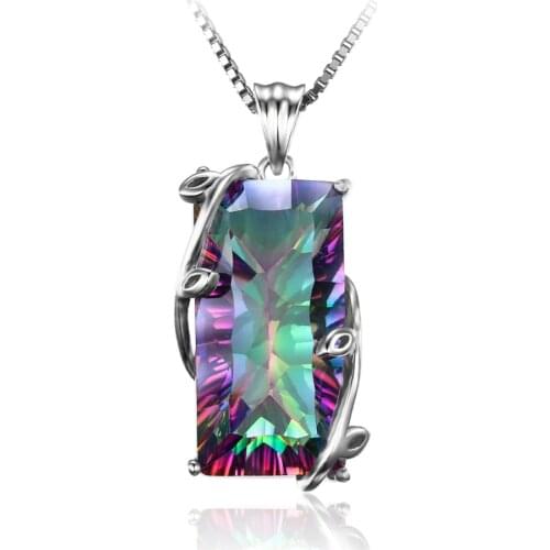Rainbow Mystic Natural Stone Flower Leaf Necklace Women Charm Geometric Copper Tourmaline Leaf Necklaces Jewelry Gift
