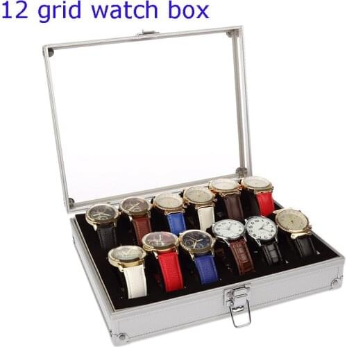 Useful 6/10/12 Grid Slots Jewelry Watches Aluminium Alloy Display Storage Box Case Aluminium Case Holder