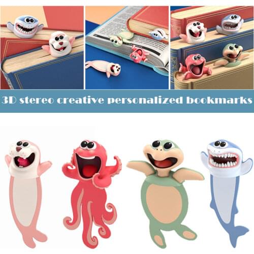 Party Favor Wacky Bookmark Stereo Kawaii Cartoon Bookmark 3D Animal Wacky Bookmarks for Book TSL1